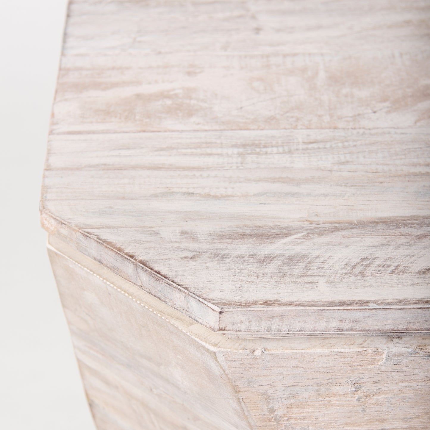 Esagono Octagonal Reclaimed Wood End/Side Table w/ Storage