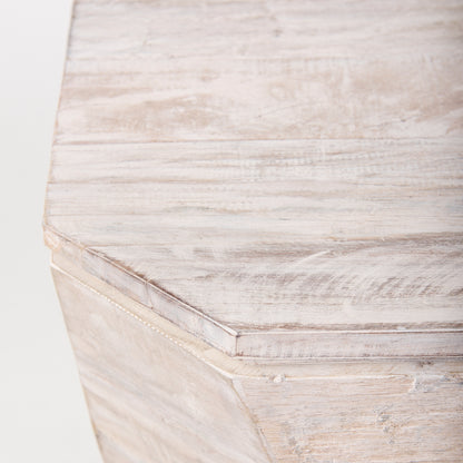 Esagono Octagonal Reclaimed Wood End/Side Table w/ Storage
