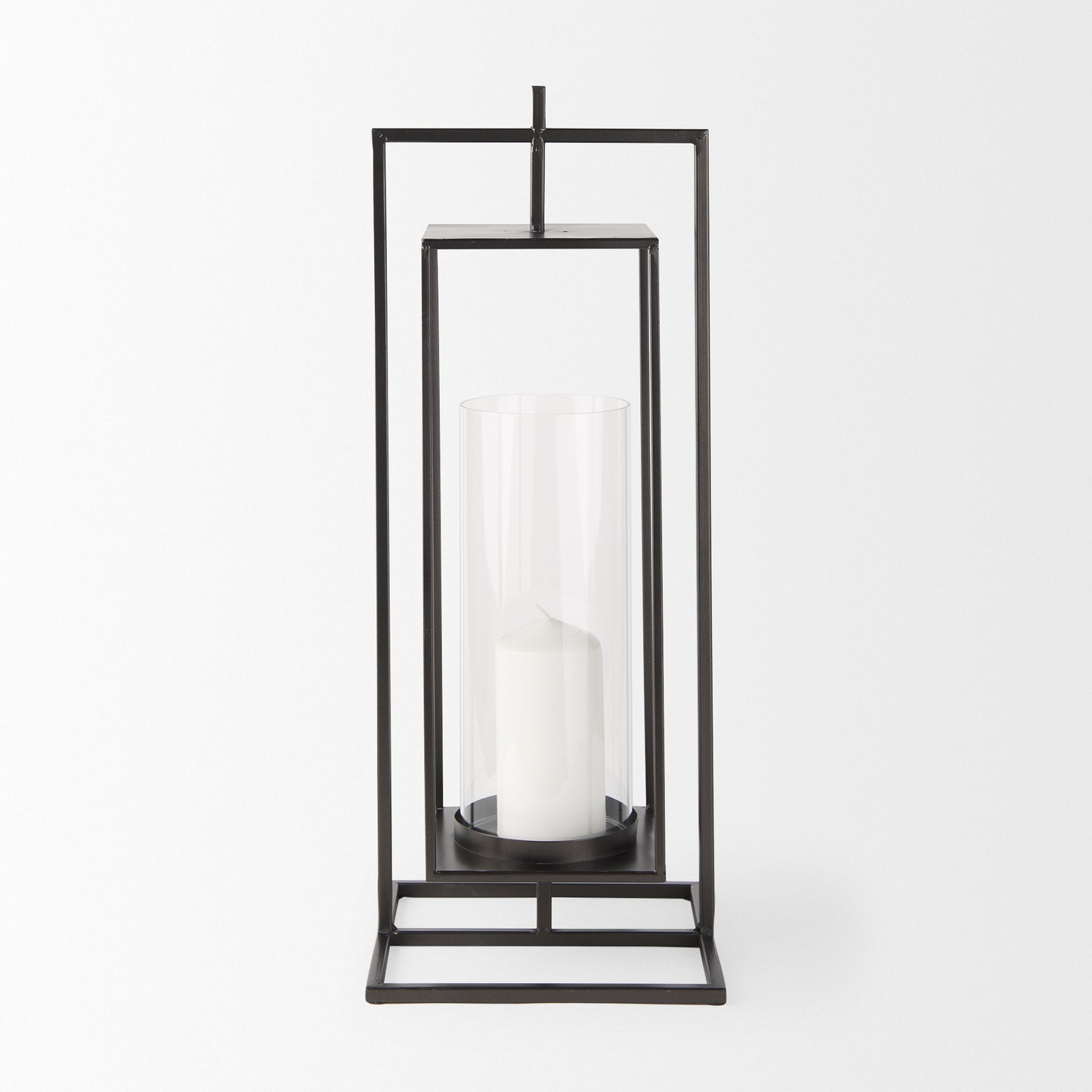 Albus I Large Black Metal Rectangular Table Candle Holder