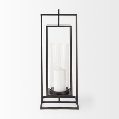 Albus I Large Black Metal Rectangular Table Candle Holder