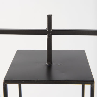 Albus I Large Black Metal Rectangular Table Candle Holder