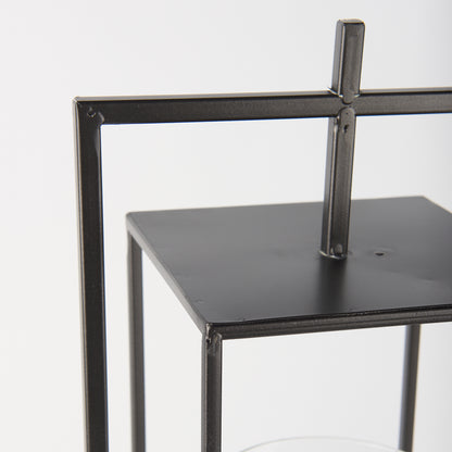 Albus I Large Black Metal Rectangular Table Candle Holder