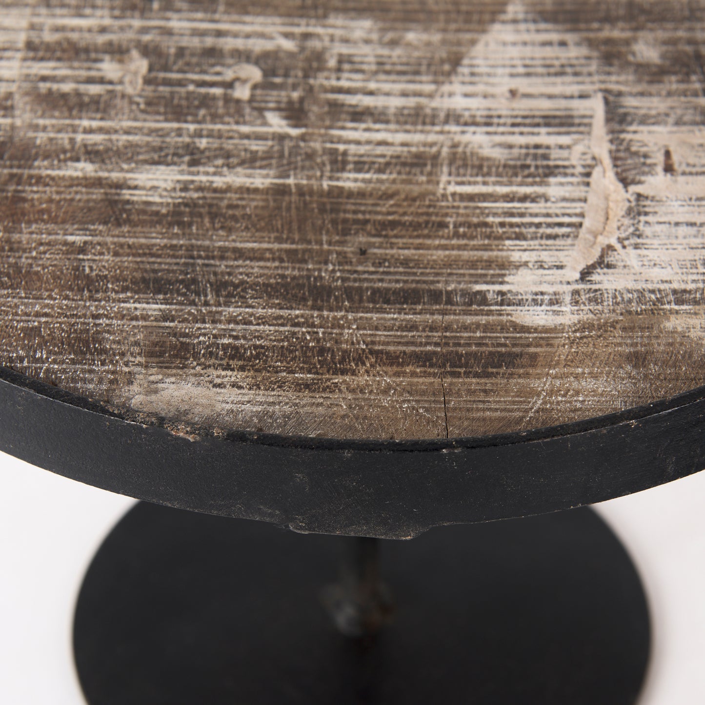 Lorenz (Set of 3) Light Brown Wood W/ Black Metal Base Round Decorative Display Stands