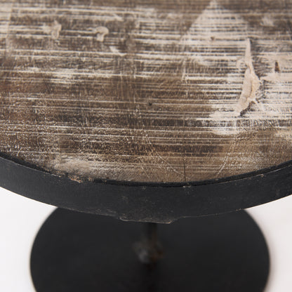 Lorenz (Set of 3) Light Brown Wood W/ Black Metal Base Round Decorative Display Stands