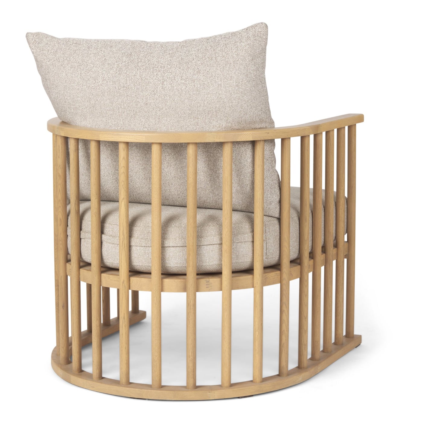 Kopari Beige Fabric W/Light Brown Wood Accent Chair