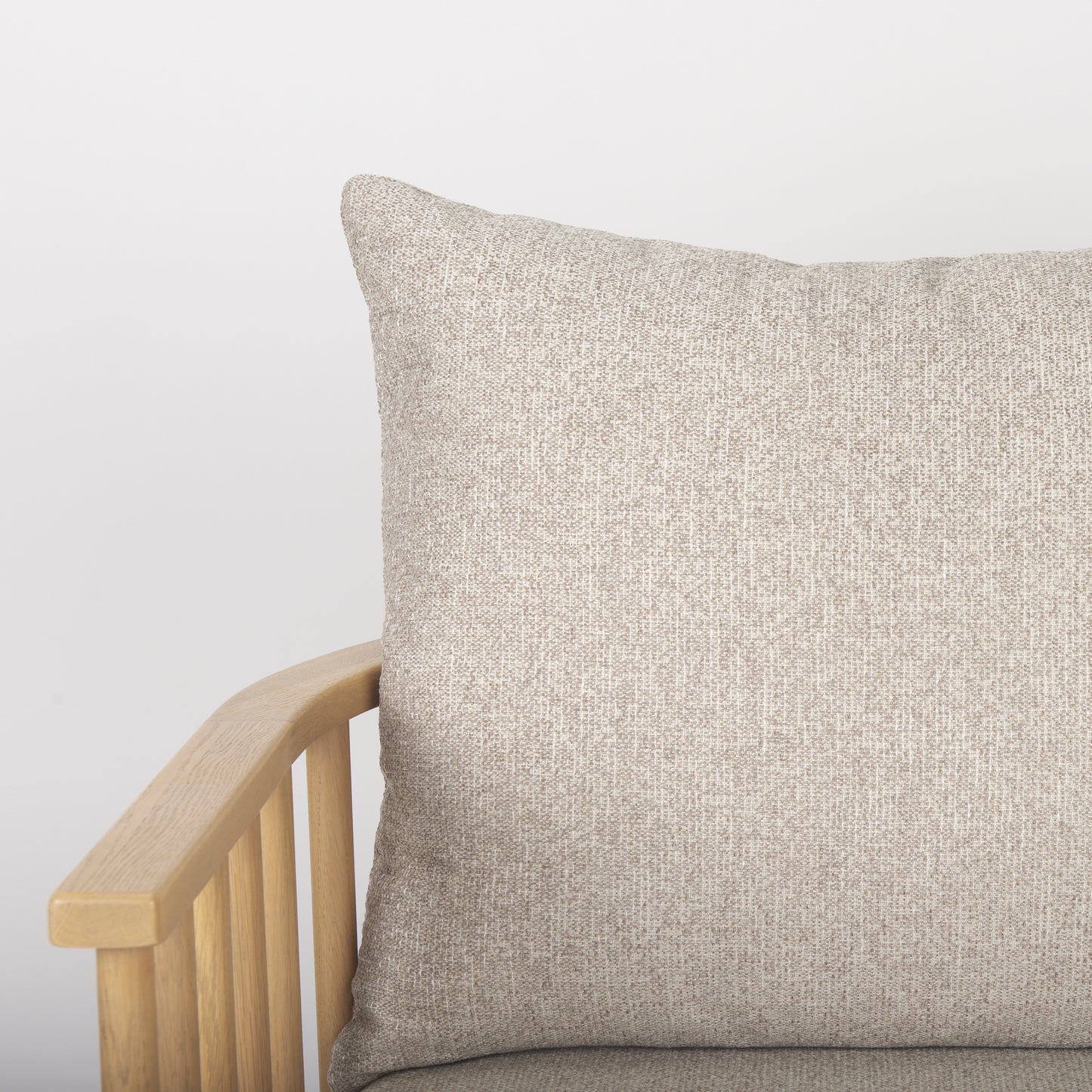 Kopari Beige Fabric W/Light Brown Wood Accent Chair