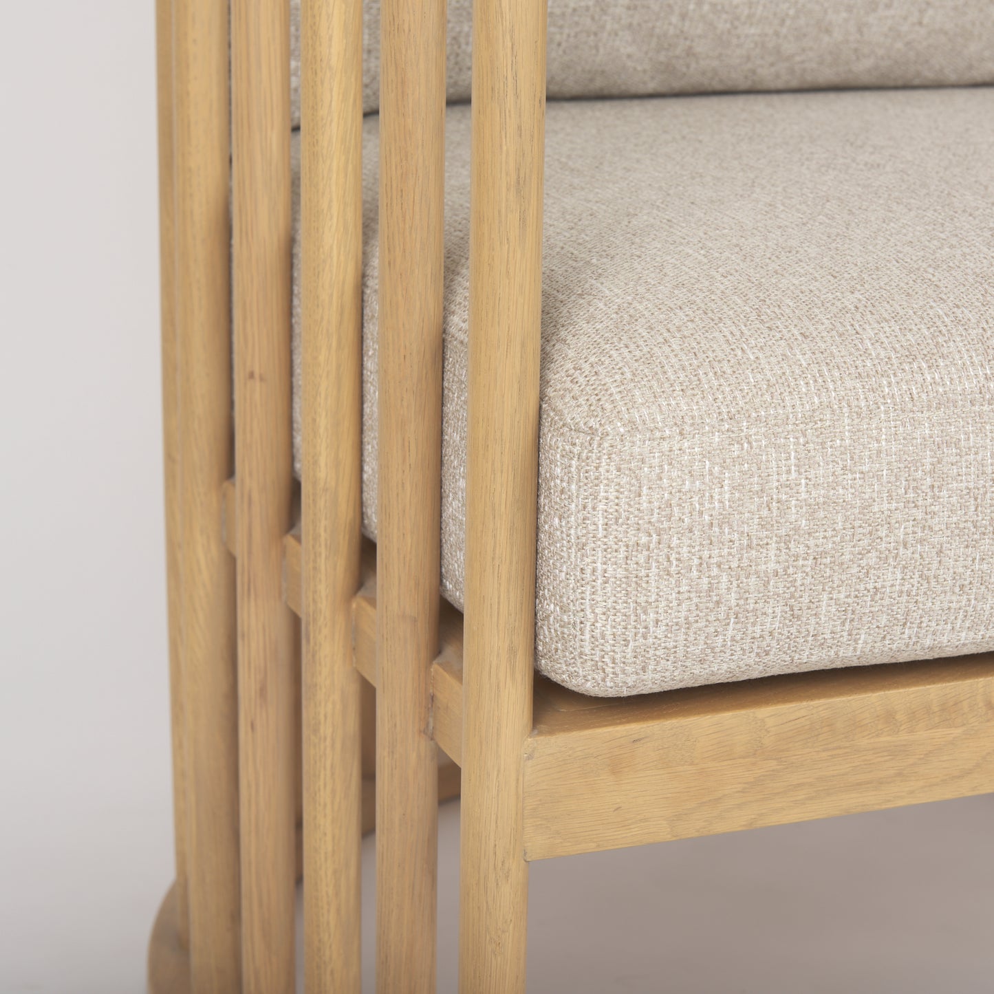 Kopari Beige Fabric W/Light Brown Wood Accent Chair