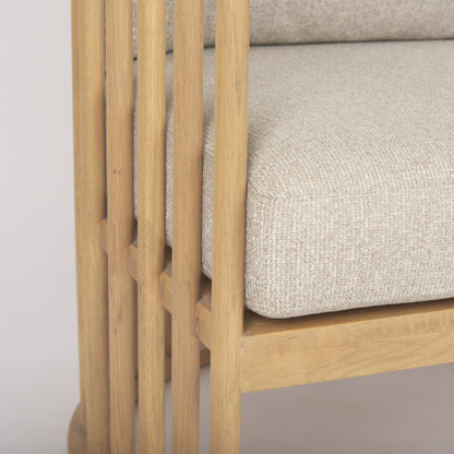 Kopari Beige Fabric W/Light Brown Wood Accent Chair