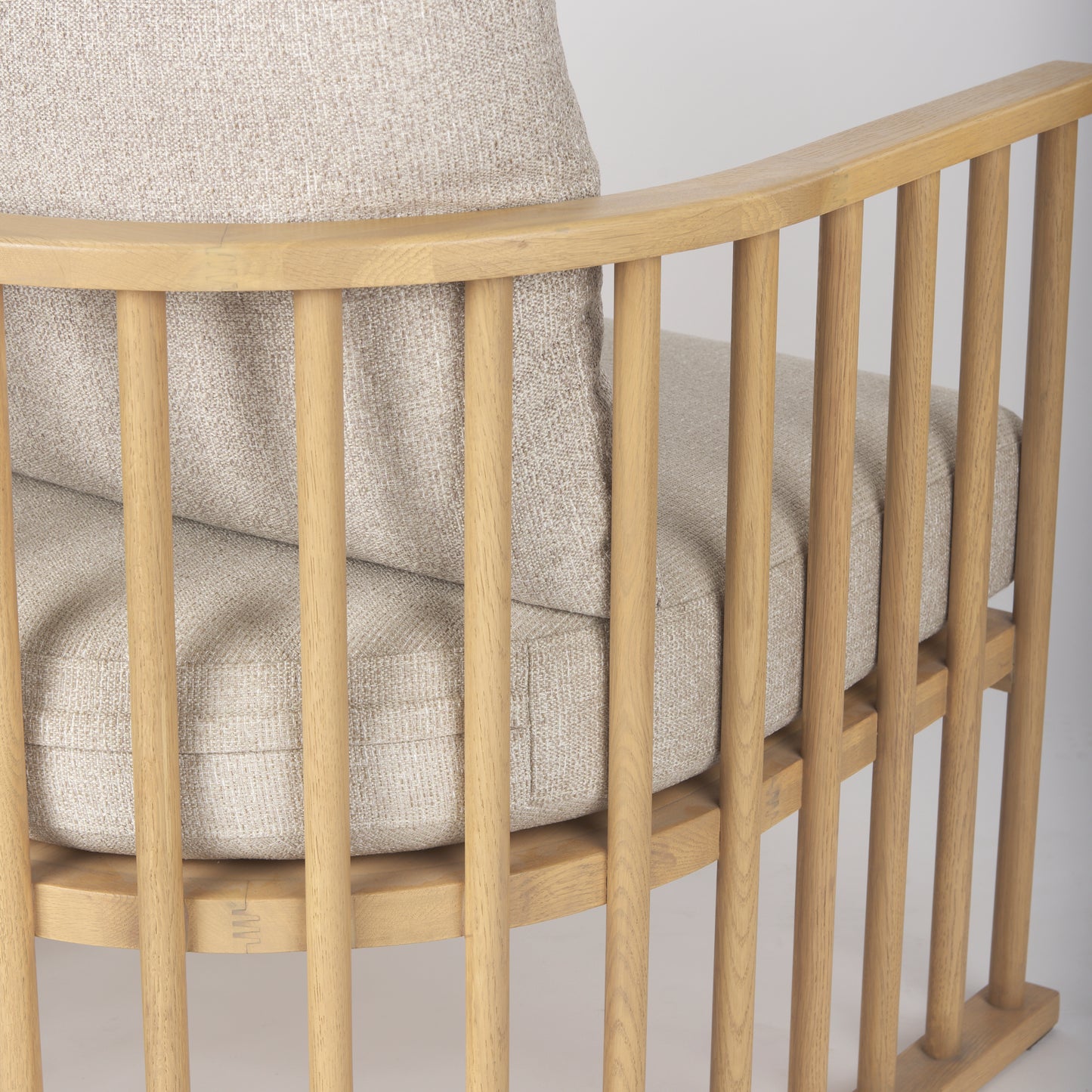 Kopari Beige Fabric W/Light Brown Wood Accent Chair