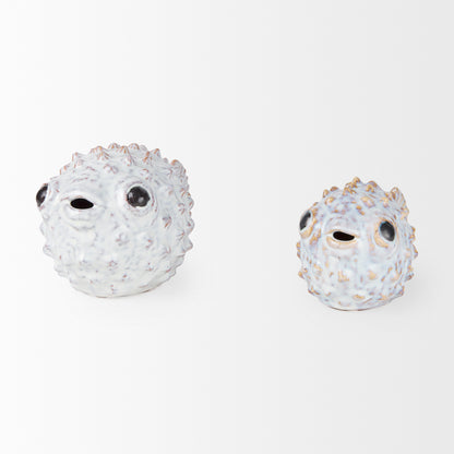 Spike I (Small) 8L x 4W Off-White Ceramic Puffer Fish