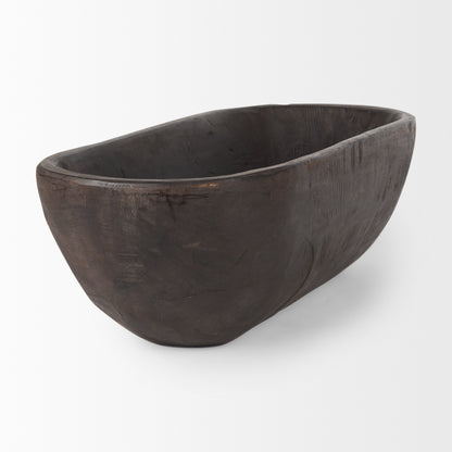 Athena Extra Large Oblong Black-Brown Reclaimed Wood Bowl