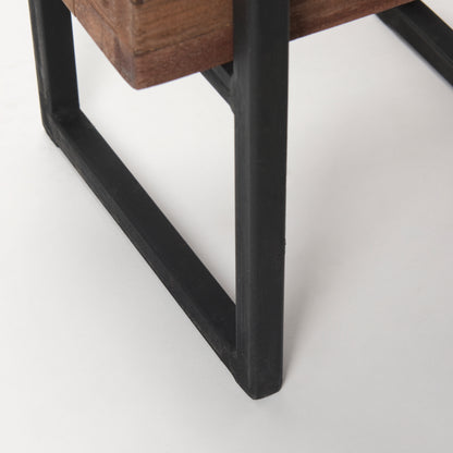 Jadine Set of 2 Medium Brown Wood w/ Black Metal Rectangle Frames