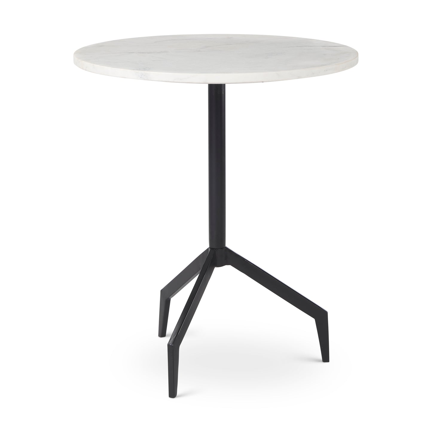 Serre Marble Top 3 Prong Black Metal Base End Table
