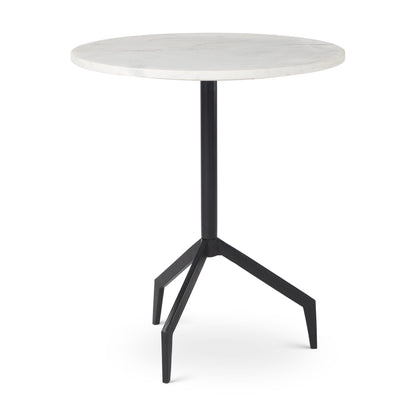 Serre Marble Top 3 Prong Black Metal Base End Table