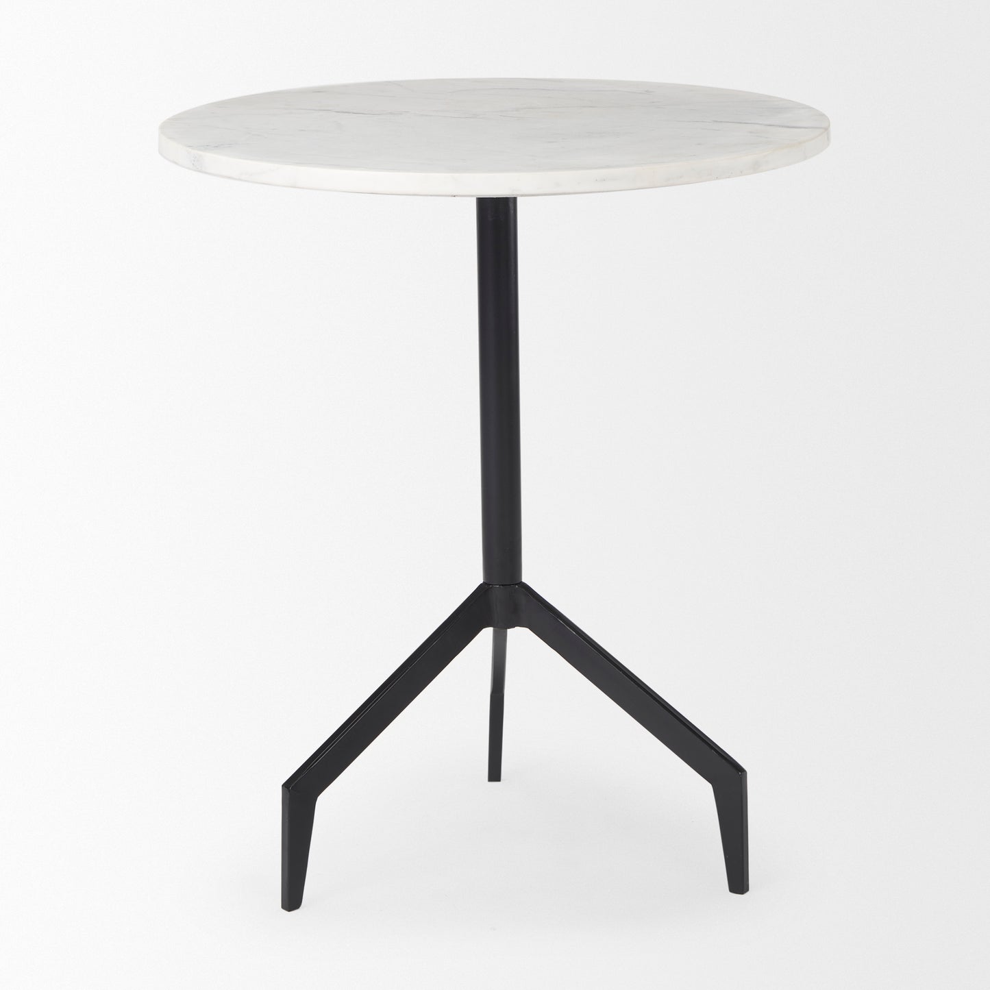 Serre Marble Top 3 Prong Black Metal Base End Table