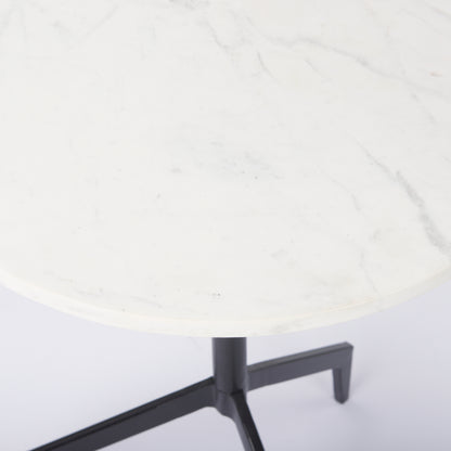 Serre Marble Top 3 Prong Black Metal Base End Table