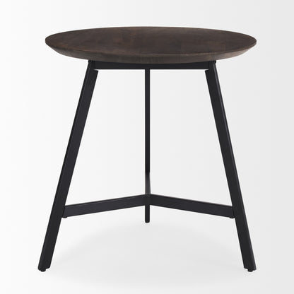 Todd Dark Brown Wood W/ Metal Legs Side Table