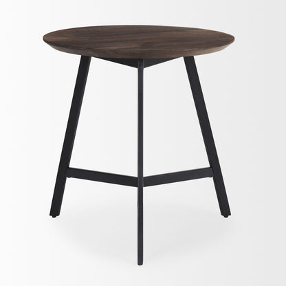 Todd Dark Brown Wood W/ Metal Legs Side Table