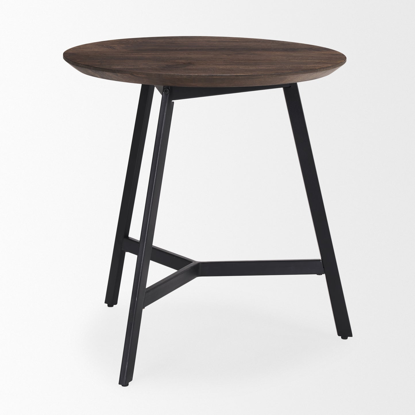 Todd Dark Brown Wood W/ Metal Legs Side Table
