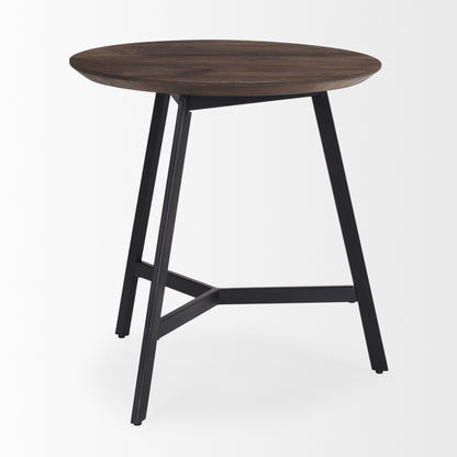 Todd Dark Brown Wood W/ Metal Legs Side Table