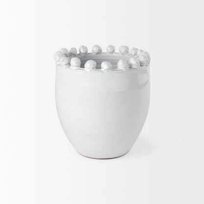 Basin Small Off-White Glazed Vase