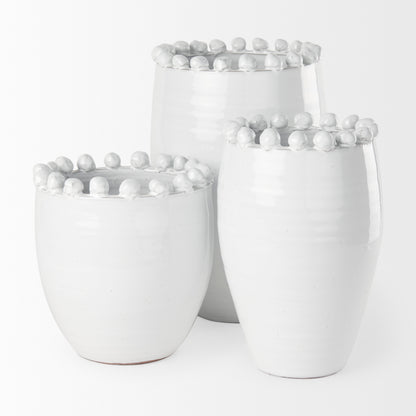 Basin Small Off-White Glazed Vase
