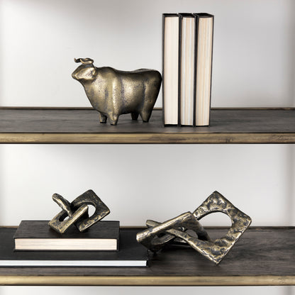 Delaunay I (Large) 10L X9W Gold Hammered Metal Interlinked Patterned