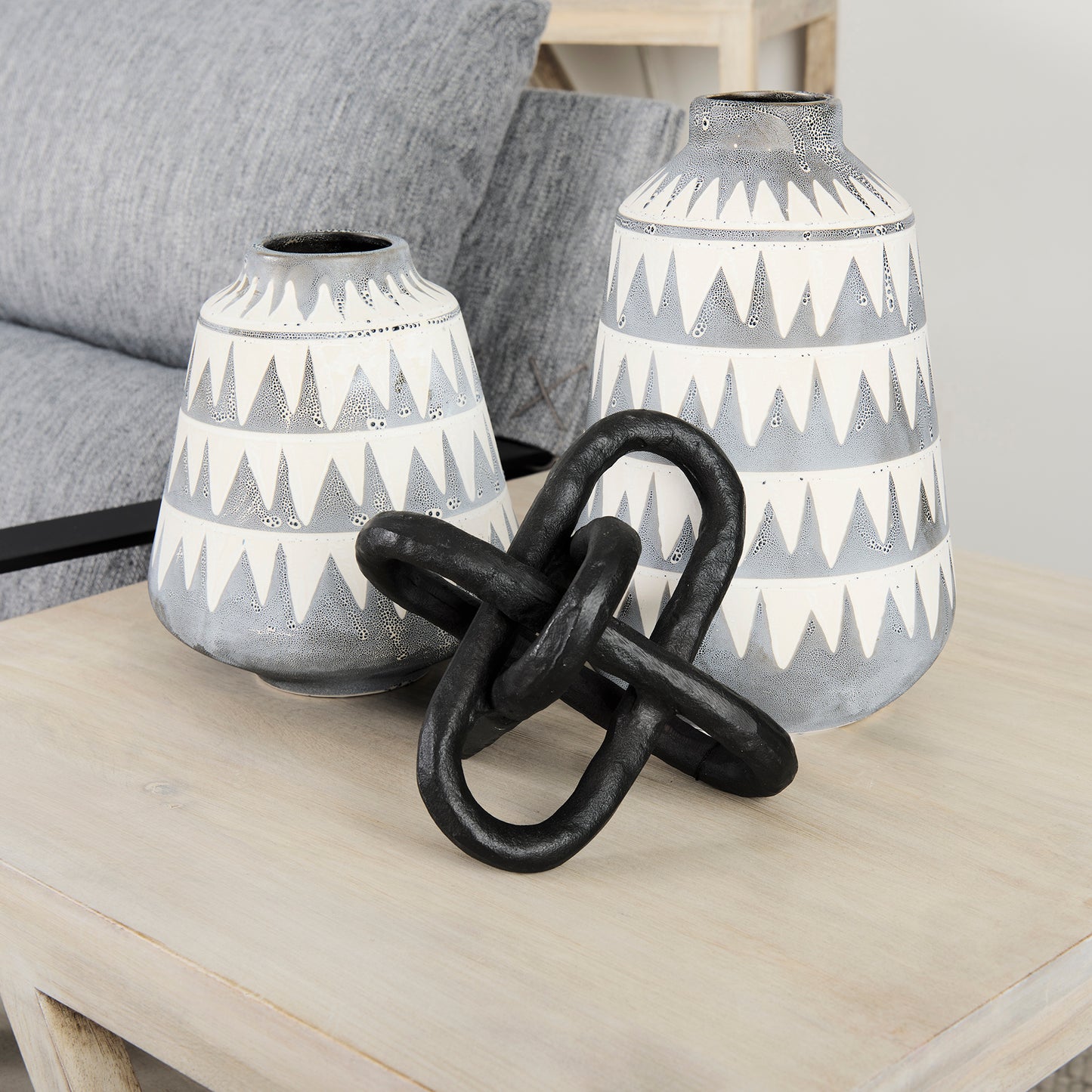 Delaney Large Gray Patterned Ceramic Vase