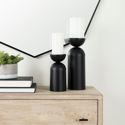 Alex Small Black Metal Cylindrical Table Candle Holder