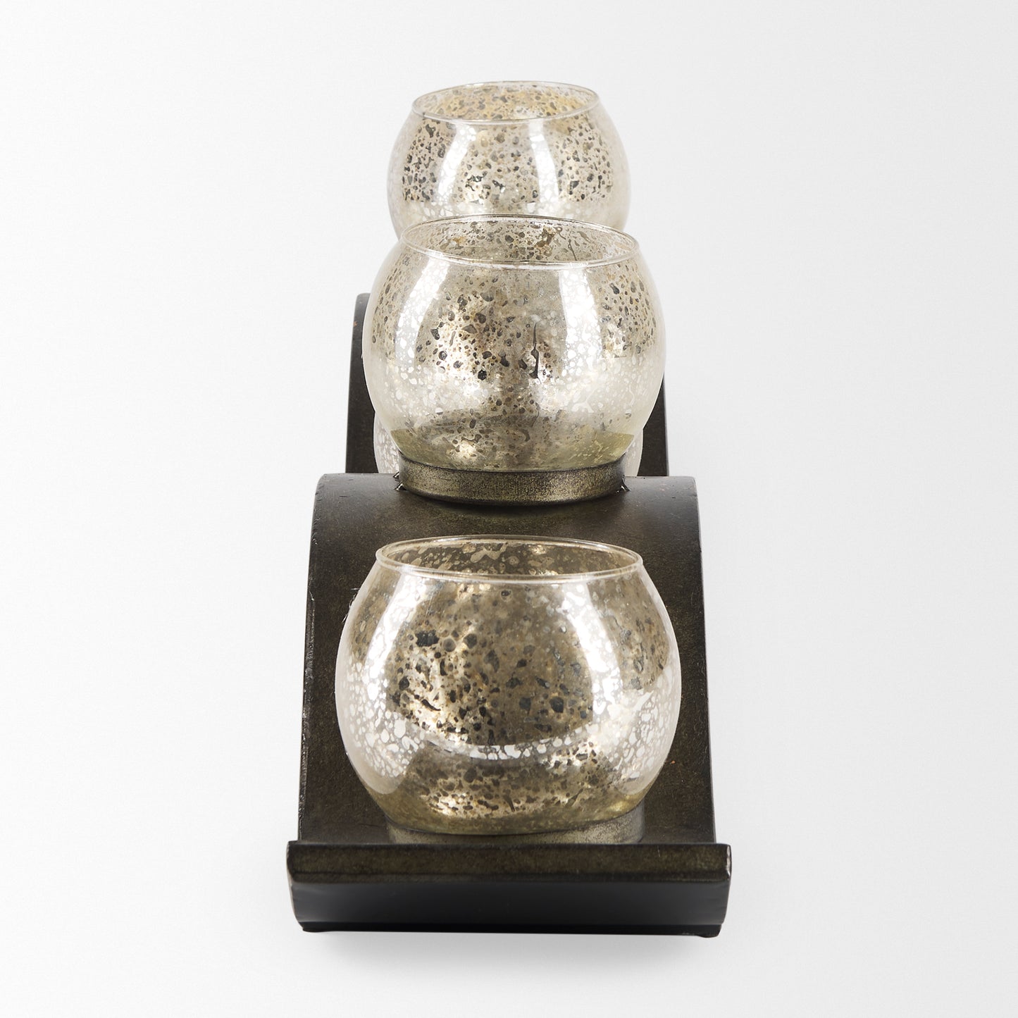 Lux Copper Metal Five Hurricane Glass Holder Table Candle Holder