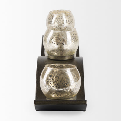 Lux Copper Metal Five Hurricane Glass Holder Table Candle Holder