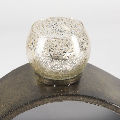 Lux Copper Metal Five Hurricane Glass Holder Table Candle Holder