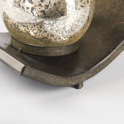 Lux Copper Metal Five Hurricane Glass Holder Table Candle Holder