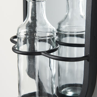 Katherine Wall Mounted Mirror w Glass Bottle for Botanicals or Floral