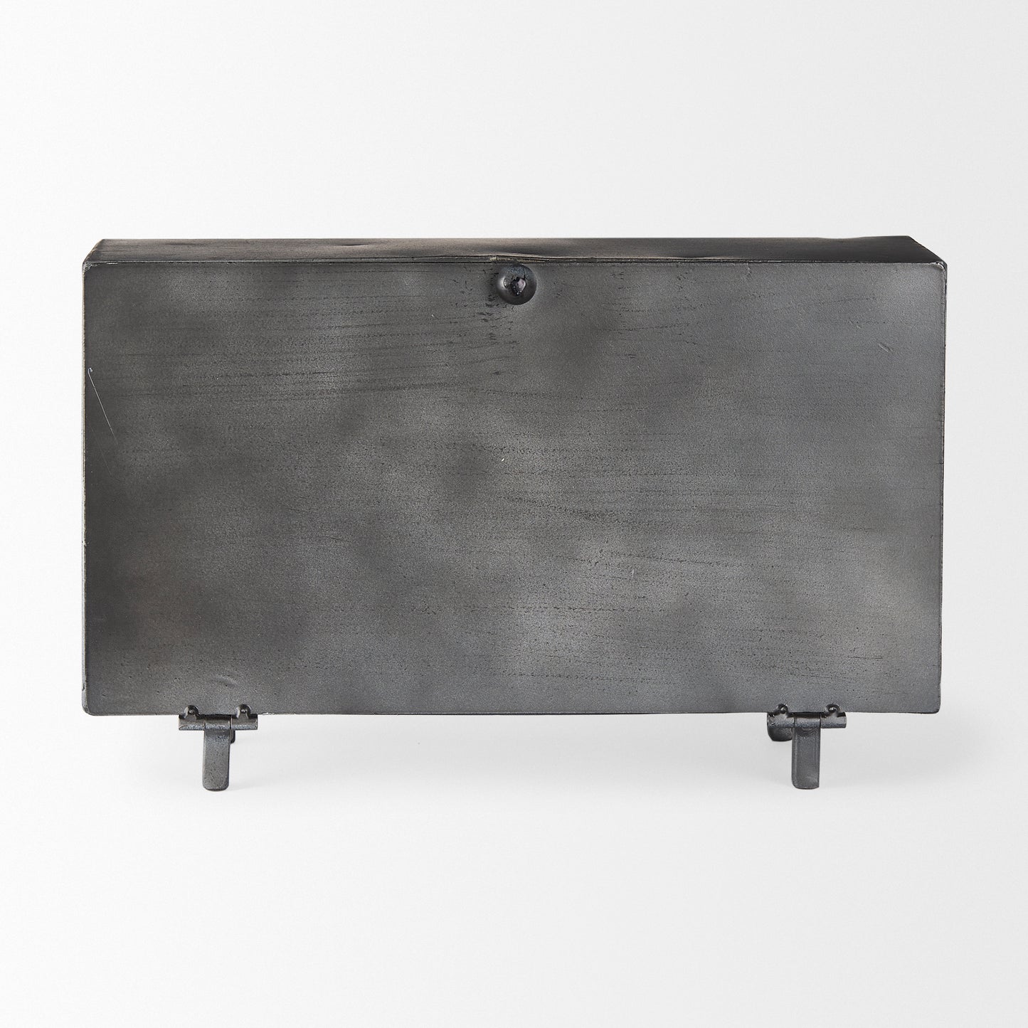 Harvey 13.0L x 4.5W x 8.1H Black Metal and Wood Rectangular Table Clock