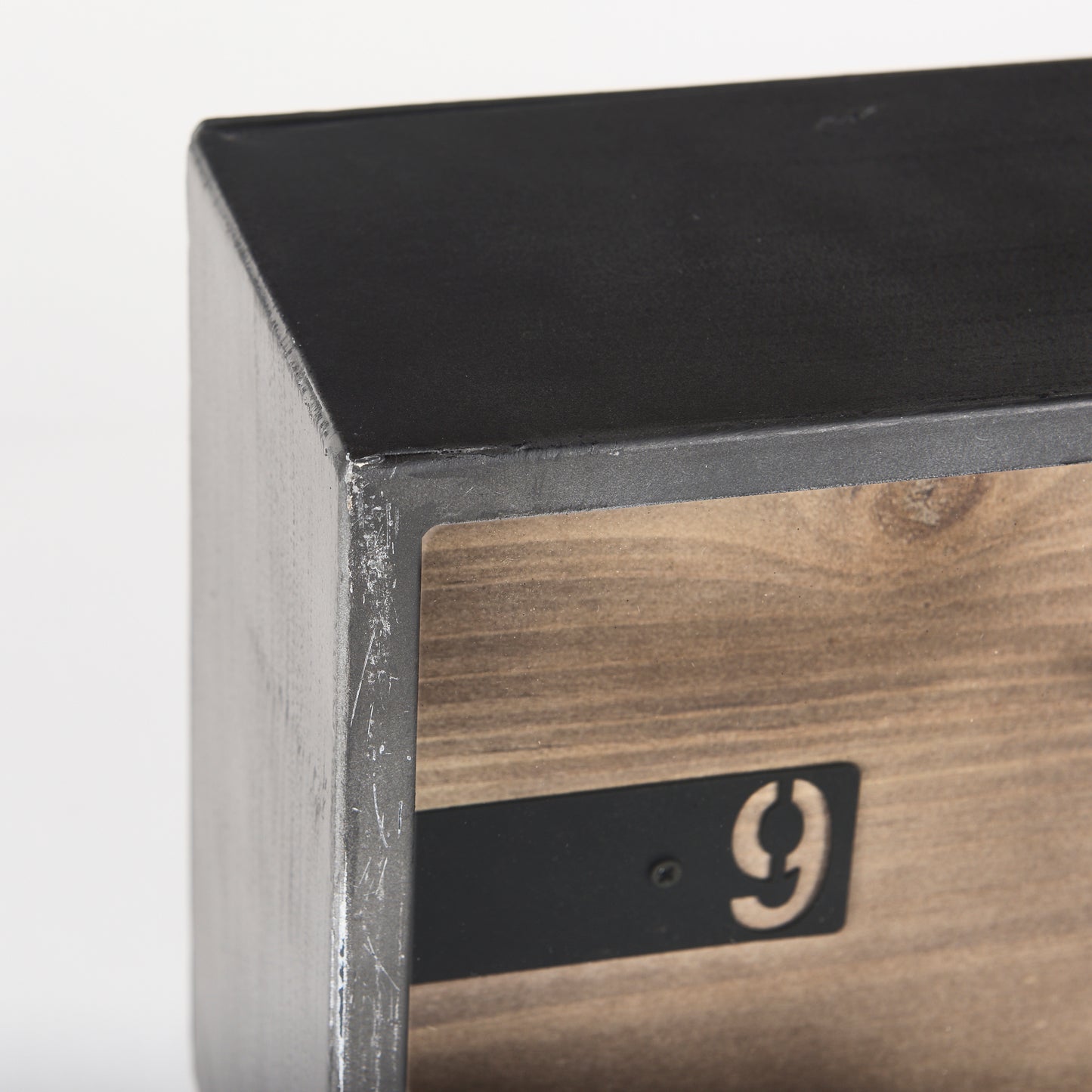 Harvey 13.0L x 4.5W x 8.1H Black Metal and Wood Rectangular Table Clock