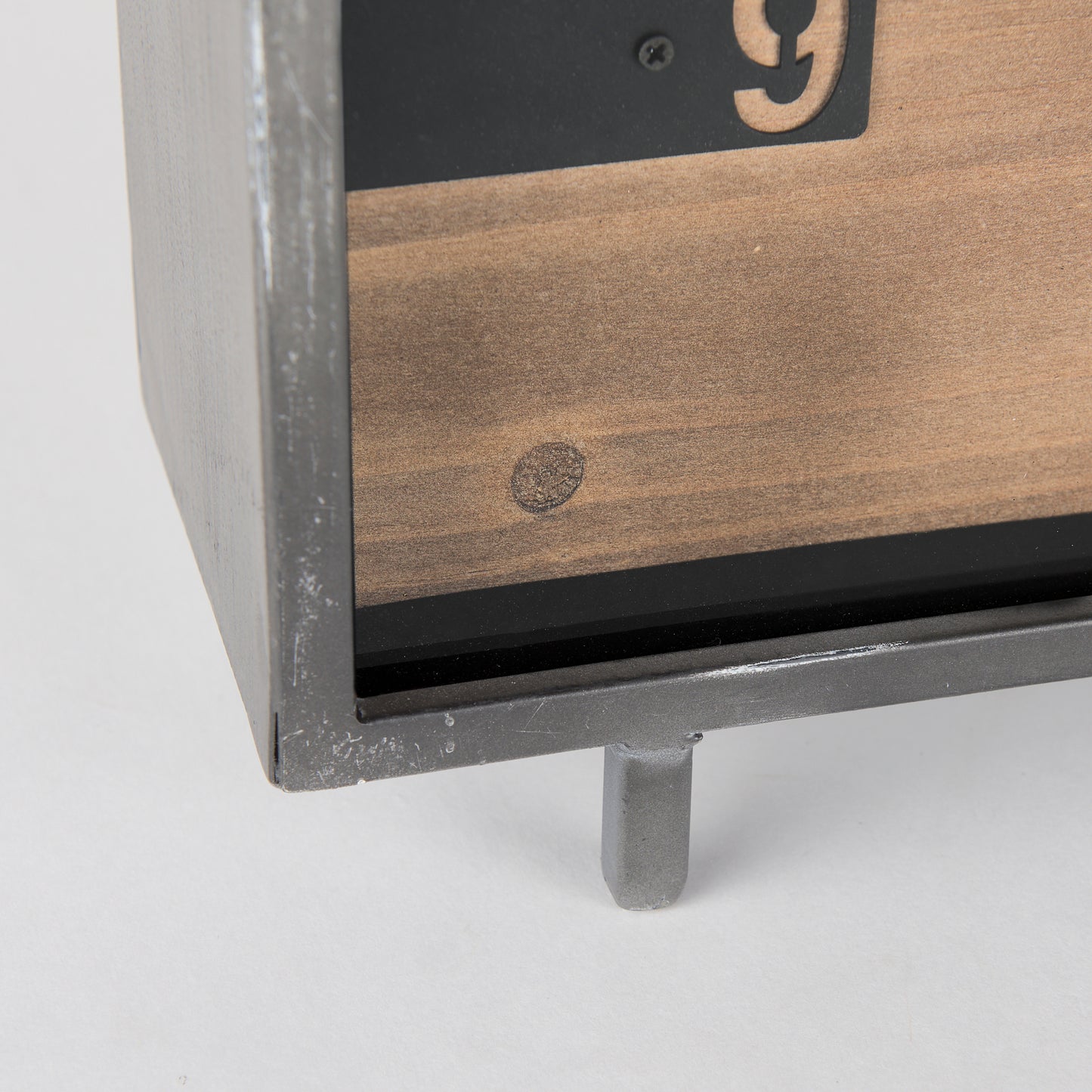 Harvey 13.0L x 4.5W x 8.1H Black Metal and Wood Rectangular Table Clock