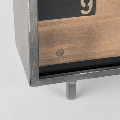 Harvey 13.0L x 4.5W x 8.1H Black Metal and Wood Rectangular Table Clock