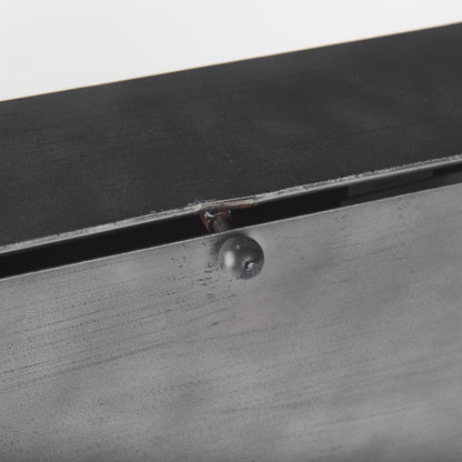 Harvey 13.0L x 4.5W x 8.1H Black Metal and Wood Rectangular Table Clock