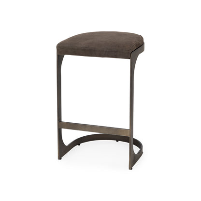 Tyson 17L x 18W x 28H Brown/Gray Suede W/ Metal Frame Counter Stool