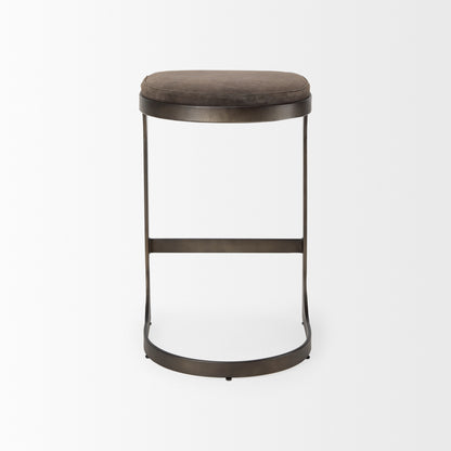 Tyson 17L x 18W x 28H Brown/Gray Suede W/ Metal Frame Counter Stool
