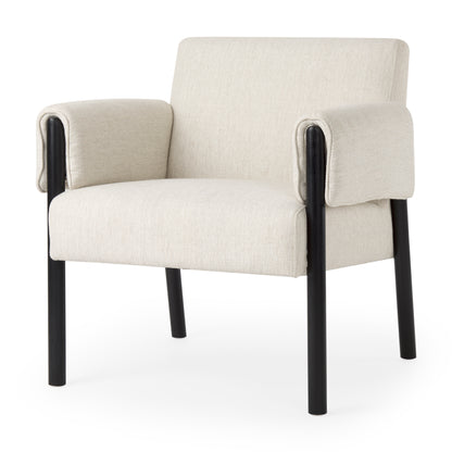 Ashton Beige Twill Fabric w/ Black Wood Accent Chair