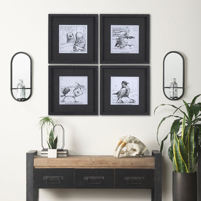 Katherine Wall Mounted Mirror w Glass Bottle for Botanicals or Floral