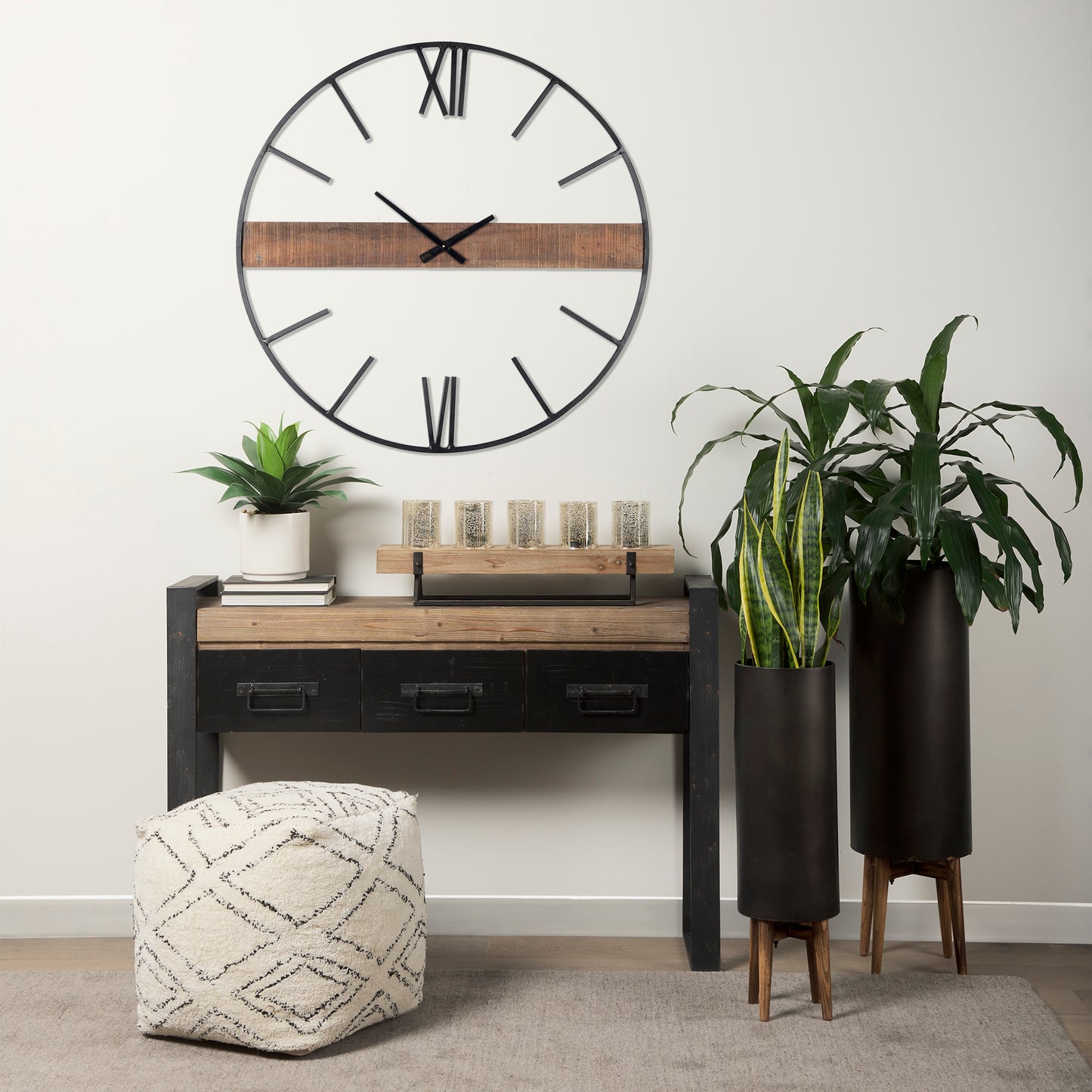 Roman 36" Round Oversize Industrial Wall Clock
