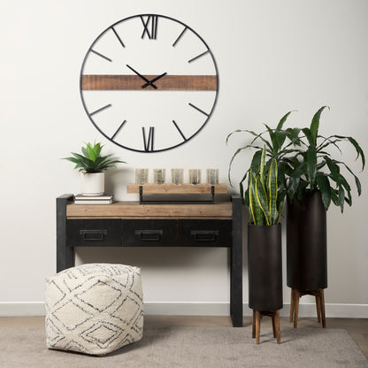 Roman 36" Round Oversize Industrial Wall Clock