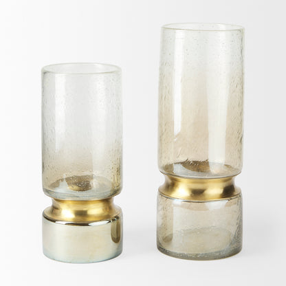 Adriatic I Small Brushed Gold Metal Glass Vase
