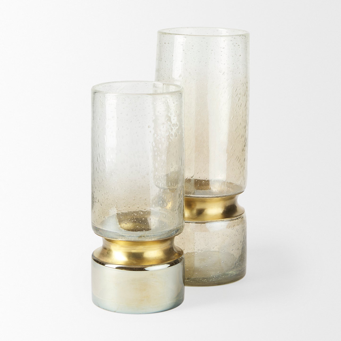 Adriatic I Small Brushed Gold Metal Glass Vase