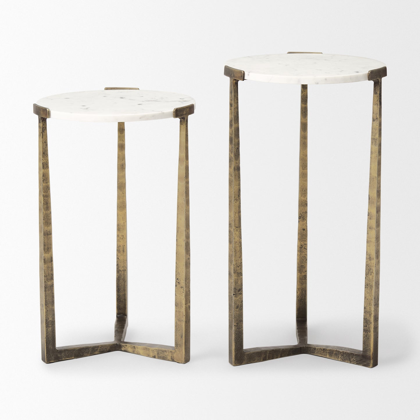 Atticus Marble and Antiqued Gold Metal Nesting Accent Tables (Set of 2)
