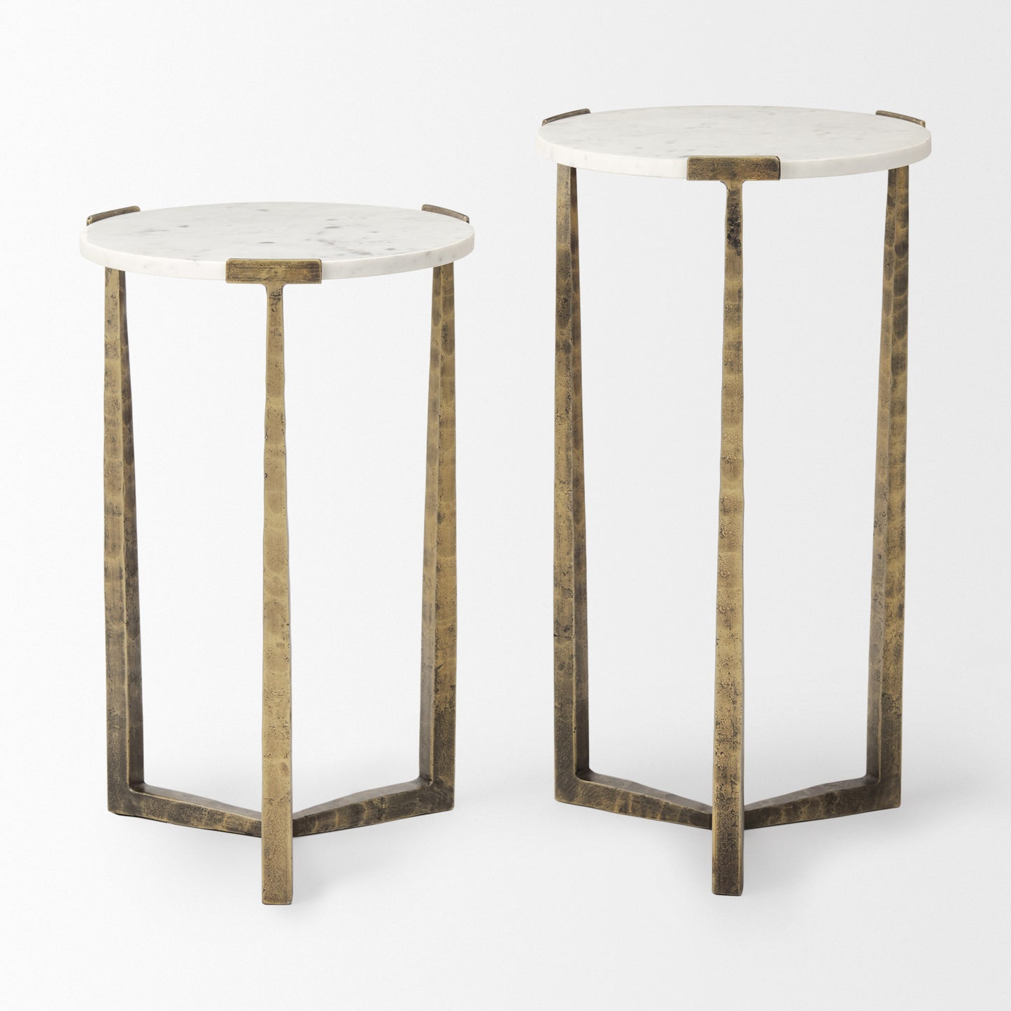 Atticus Marble and Antiqued Gold Metal Nesting Accent Tables (Set of 2)