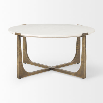 Atticus Marble and Antiqued Gold Metal Coffee Table